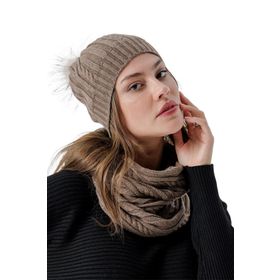 Chuba 24W131 Kahverengi Kadın Atkı Bere Takımı