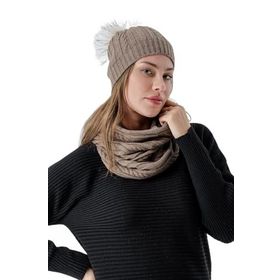 Chuba 24W131 Kahverengi Kadın Atkı Bere Takımı