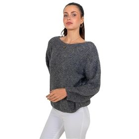 Chuba 24W143 Antrasit Kayık Yaka Triko Kadın Kazak