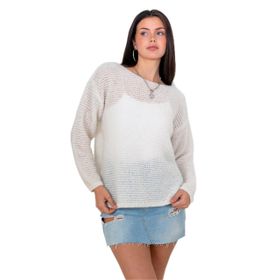 Chuba 24W143 Ekru Kayık Yaka Triko Kadın Kazak