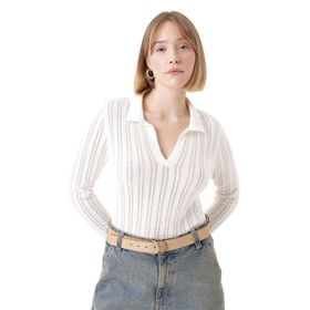Chuba 25W3004 Beyaz Regular Fit Triko Kadın Kazak
