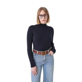 Chuba 25W3011 Lacivert Fitilli Regular Fit Balıkçı Yaka Triko Kadın Kazak