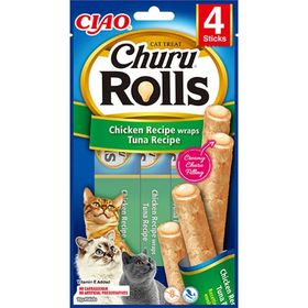 Ciao 10 gr 4'lü Churu Rolls Tavuk Sargılı ve Ton Balıklı Ödül Maması