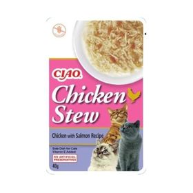 Ciao 40 gr Chicken Stew Tavuk Güveçli ve Somonlu Pate Yetişkin Konserve Kedi Maması