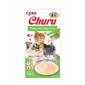 Ciao 4x14 gr Churu Cream Tavuklu ve Deniz Taraklı Sıvı Kedi Ödül Maması