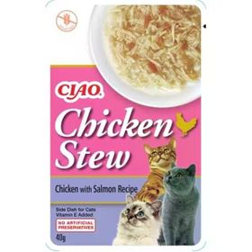 Ciao Chicken Churu Stew Tavuk Güveç ve Somon Balıklı 50 gr Kedi Ödül Maması