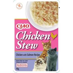 Ciao Chicken Churu Stew Tavuk Güveç ve Somon Balıklı 50 gr Kedi Ödül Maması