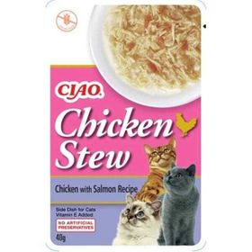 Ciao Chicken Churu Stew Tavuk Güveç ve Somon Balıklı 50 gr Kedi Ödül Maması