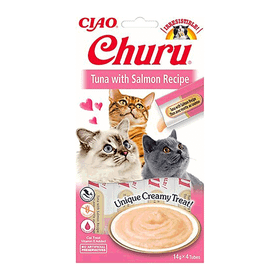 Ciao Churu 14 gr 4'lü Cream Ton Balıklı ve Somonlu Krema Sıvı Kedi Ödülü