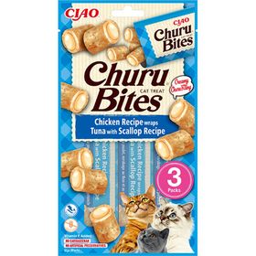 Ciao Churu Bites Tavuk Sargılı Deniz Taraklı ve Ton Balıklı 3x10 gr Kedi Ödül Maması