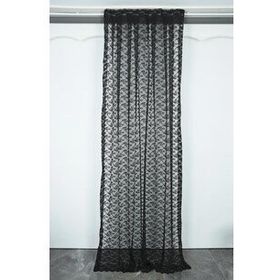 Çiçek Model 75x260 cm Siyah Renk Tek Kanat Pileli Fon Perde