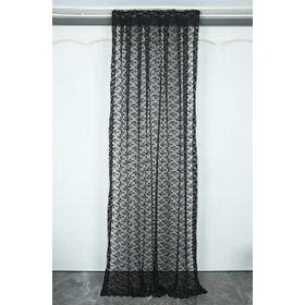 Çiçek Model 75x260 cm Siyah Renk Tek Kanat Pileli Fon Perde