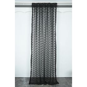 Çiçek Model 75x260 cm Siyah Renk Tek Kanat Pileli Fon Perde