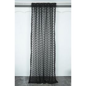 Çiçek Model 75x260 cm Siyah Renk Tek Kanat Pileli Fon Perde
