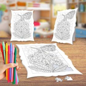 Çiçeklere Konan Kelebek Boyama Puzzle Tablo