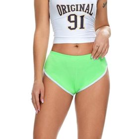 Cicilin Scrunch Booty Yeşil Şort Yüksek Belli Kadın Seksi Mini Şort