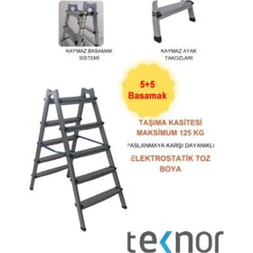 Çift Taraflı Dayanıklı 5+5 Metal Basamaklı Merdiven