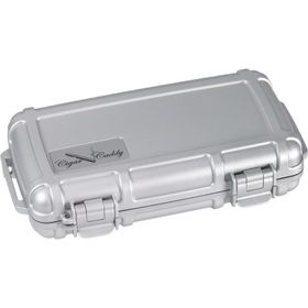 Cigar Caddy 5 Gümüş Travel Humidor Puro Kutusu