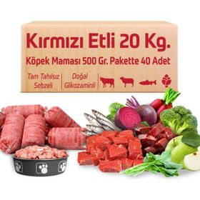 Çiğmamam Doğal Kırmızı Etli Tahılsız 40x500 gr Barf Köpek Maması