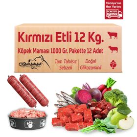 Çiğmamam Kırmızı Etli Tahılsız 12x1000 gr Barf Köpek Maması