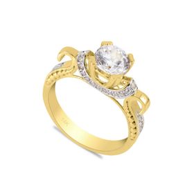 CiGold YZ70001410 14 Ayar Altın Özel Tasarım Tektaş Yüzük