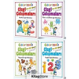 Çıkartmalı Çizgi Çalışmaları Seti 4 Kitap Takım Beyaz Balina Yayınları