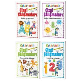 Çıkartmalı Çizgi Çalışmaları Seti 4 Kitap Takım Beyaz Balina Yayınları