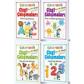 Çıkartmalı Çizgi Çalışmaları Seti 4 Kitap Takım Beyaz Balina Yayınları