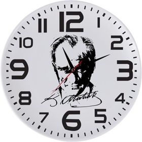 Çılgıntrend 20 x 20 cm Mustafa Kemal Atatürk İmzalı ve Fotoğraflı Cam Duvar Saati
