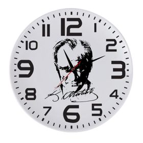 Çılgıntrend 20 x 20 cm Mustafa Kemal Atatürk İmzalı ve Fotoğraflı Cam Duvar Saati