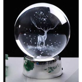 Çılgıntrend 5 Renk Değiştirir Kristal Küre Geyik Led Gece Lambası
