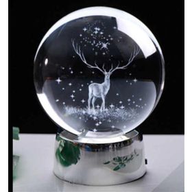Çılgıntrend 5 Renk Değiştirir Kristal Küre Geyik Led Gece Lambası