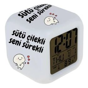Çılgıntrend 7 Renk Değiştiren Alarmlı Dijital Küp Saat