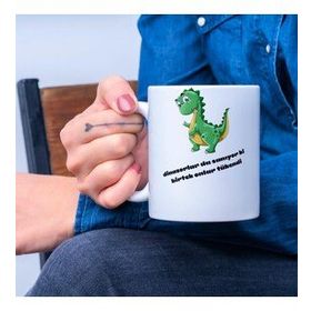Çılgıntrend 8.5 x 9.5 cm Dinozorlarda Sanıyorlar Ki Birtek Onlar Tükendi Baskılı Kupa Bardak