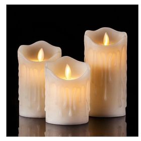 Çılgıntrend Alevli Led Mum Hareketli Alev Görünümlü Dekoratif Mum 3lü Set