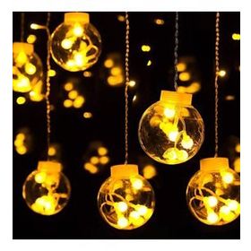 Çılgıntrend Ampul Top Perde Led Işık Dekoratif Fişli Animasyonlu Eklenebilir Dilek Topu