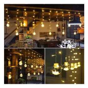Çılgıntrend Ampul Top Perde Led Işık Dekoratif Fişli Animasyonlu Eklenebilir Dilek Topu