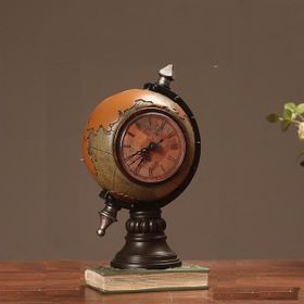 Çılgıntrend Dünya Küre Masa Saati Dekoratif Biblo