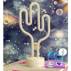 Çılgıntrend Kaktüs Neon Lamba İstiridye İçinde İnci Kolye Hediye Seti