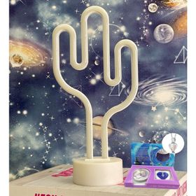 Çılgıntrend Kaktüs Neon Lamba İstiridye İçinde İnci Kolye Hediye Seti