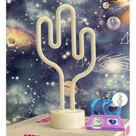 Çılgıntrend Kaktüs Neon Lamba İstiridye İçinde İnci Kolye Hediye Seti