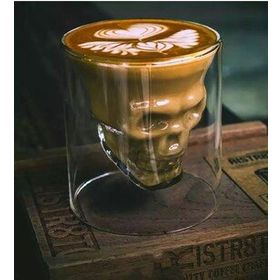 Çılgıntrend Kuru Kafa Çift Cidarlı Şeffaf Cam Bardak 150 ml 2 Li Kurukafa Cidar Bardak
