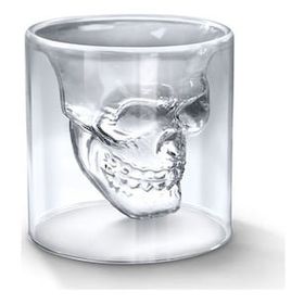 Çılgıntrend Kuru Kafa Çift Cidarlı Şeffaf Cam Bardak 150 ml 2 Li Kurukafa Cidar Bardak