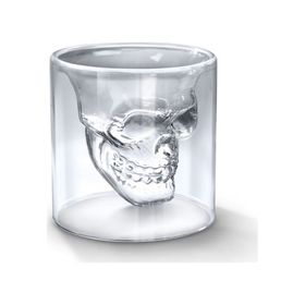 Çılgıntrend Kuru Kafa Çift Cidarlı Şeffaf Cam Bardak 150 ml 2 Li Kurukafa Cidar Bardak