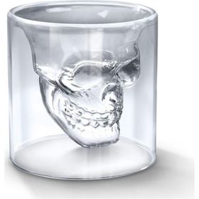 Çılgıntrend Kuru Kafa Çift Cidarlı Şeffaf Cam Bardak 150 ml 2 Li Kurukafa Cidar Bardak