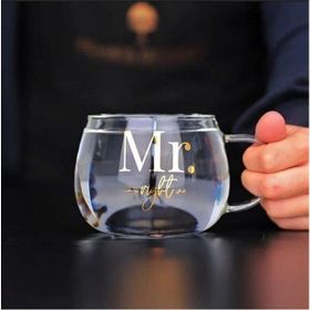 Çılgıntrend Mr.Right Erkek Haklı Model Kulplu Borosilikat 400 ml Cam Bardak Kupa