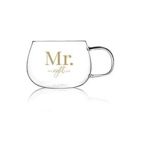 Çılgıntrend Mr.Right Erkek Haklı Model Kulplu Borosilikat 400 ml Cam Bardak Kupa