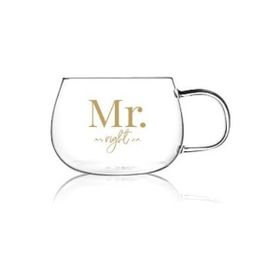 Çılgıntrend Mr.Right Erkek Haklı Model Kulplu Borosilikat 400 ml Cam Bardak Kupa