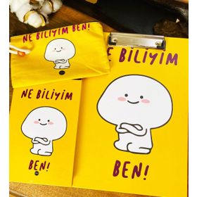 Çılgıntrend Ne Biliyim Ben Tasarımlı Sekreterlik Defter ve Kalemlik Kırtasiye Seti