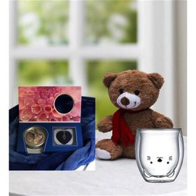 Çılgıntrend Peluş Ayıcık ve İstiridye İçinde Gerçek İnci Kolye Kedi Çidarlı Bardak